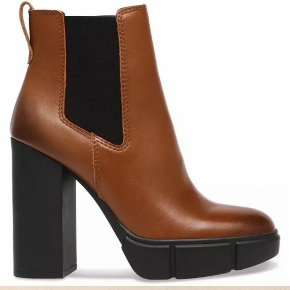 Steve Madden Revised Cognac Platform Leather Boot… - image 1